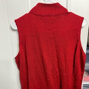 Red faux turtle neck vest top
